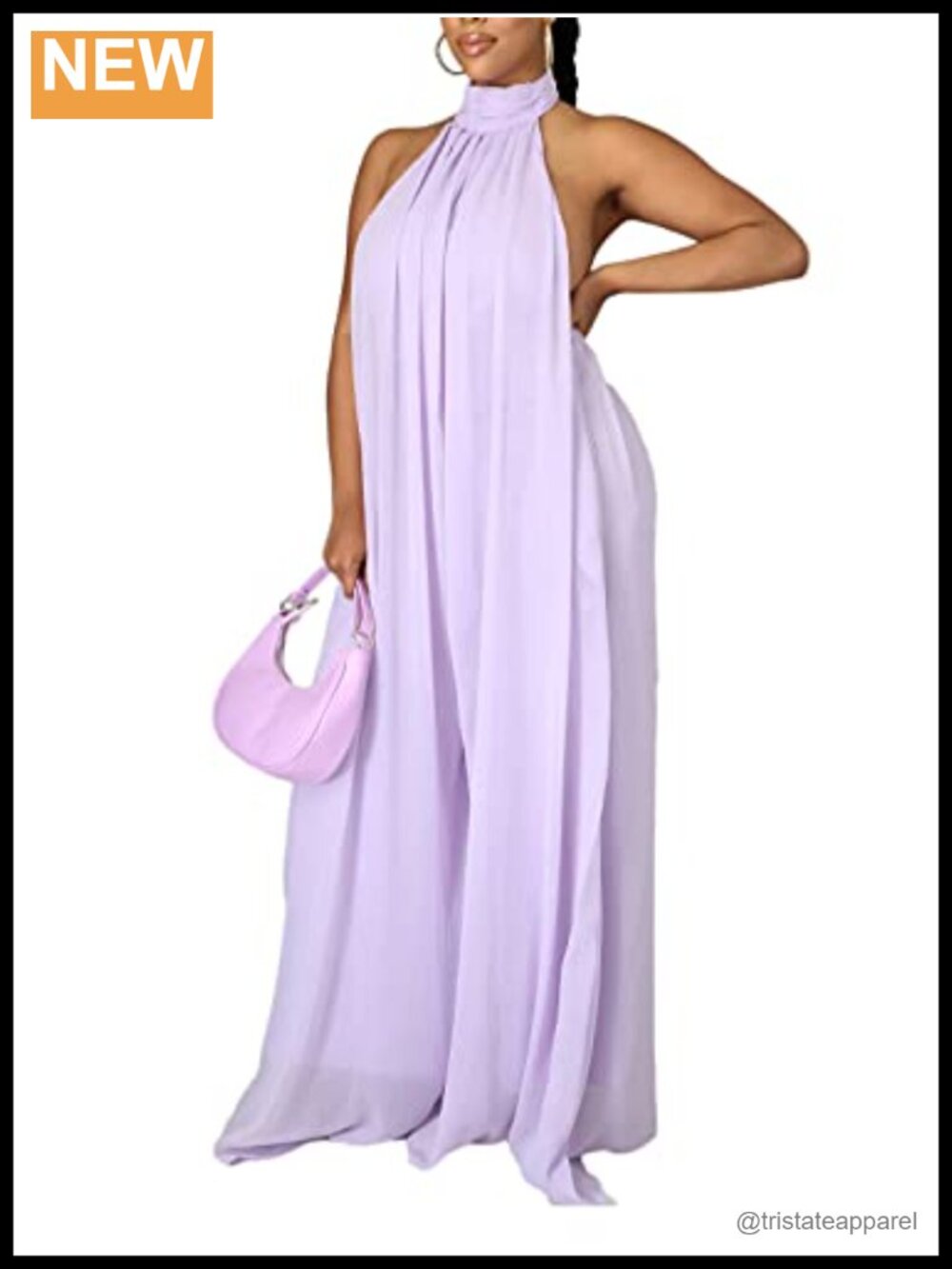 Chiffon Halter Neck Sleeveless Wide Leg Jumpsuit Dressy Party Club Summer